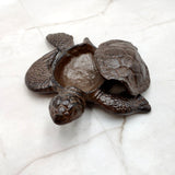 Brown Sea Turtle Key Box With Lid Metal (1 key box approx. 5+ inches) Aged Rust Brown Cast Iron Sea Turtle Box for keys trinkets & gifting!