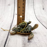 Green Mother Baby Sea Turtle Christmas Ornament Resin (1 turtle approx. 3.5+ inches) Green Resin Sea Turtle Pair Figure for holiday décor!