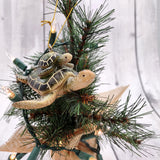 Green Mother Baby Sea Turtle Christmas Ornament Resin (1 turtle approx. 3.5+ inches) Green Resin Sea Turtle Pair Figure for holiday décor!
