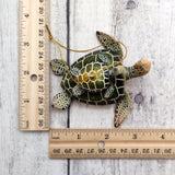 Green Mother Baby Sea Turtle Christmas Ornament Resin (1 turtle approx. 3.5+ inches) Green Resin Sea Turtle Pair Figure for holiday décor!