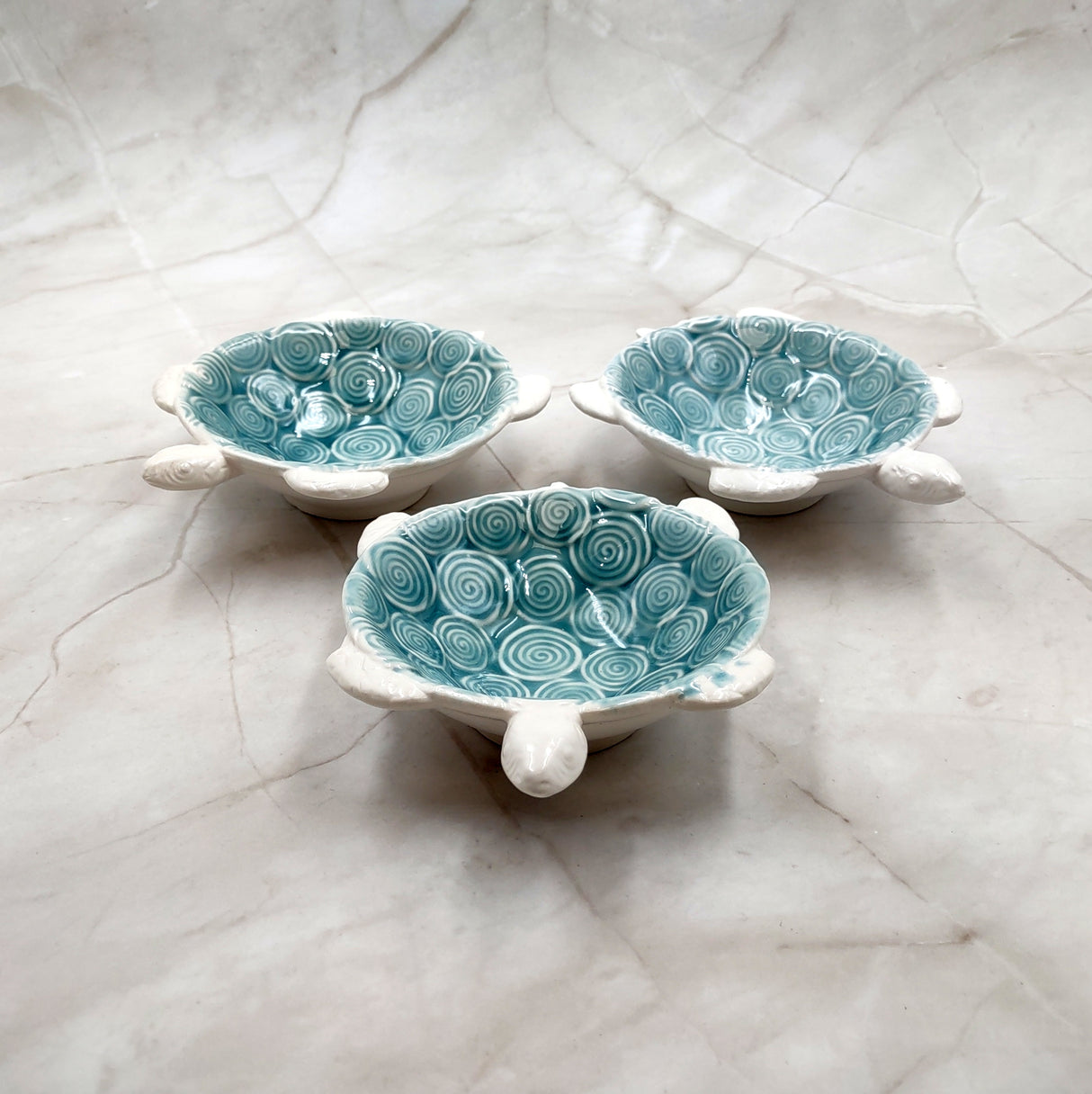 Sea Turtle Light Blue White Bowl (1 dish approx. 5.5+ inches) Blue White Sea Turtle Ceramic Dish for gifting jewelry trinkets & candy!