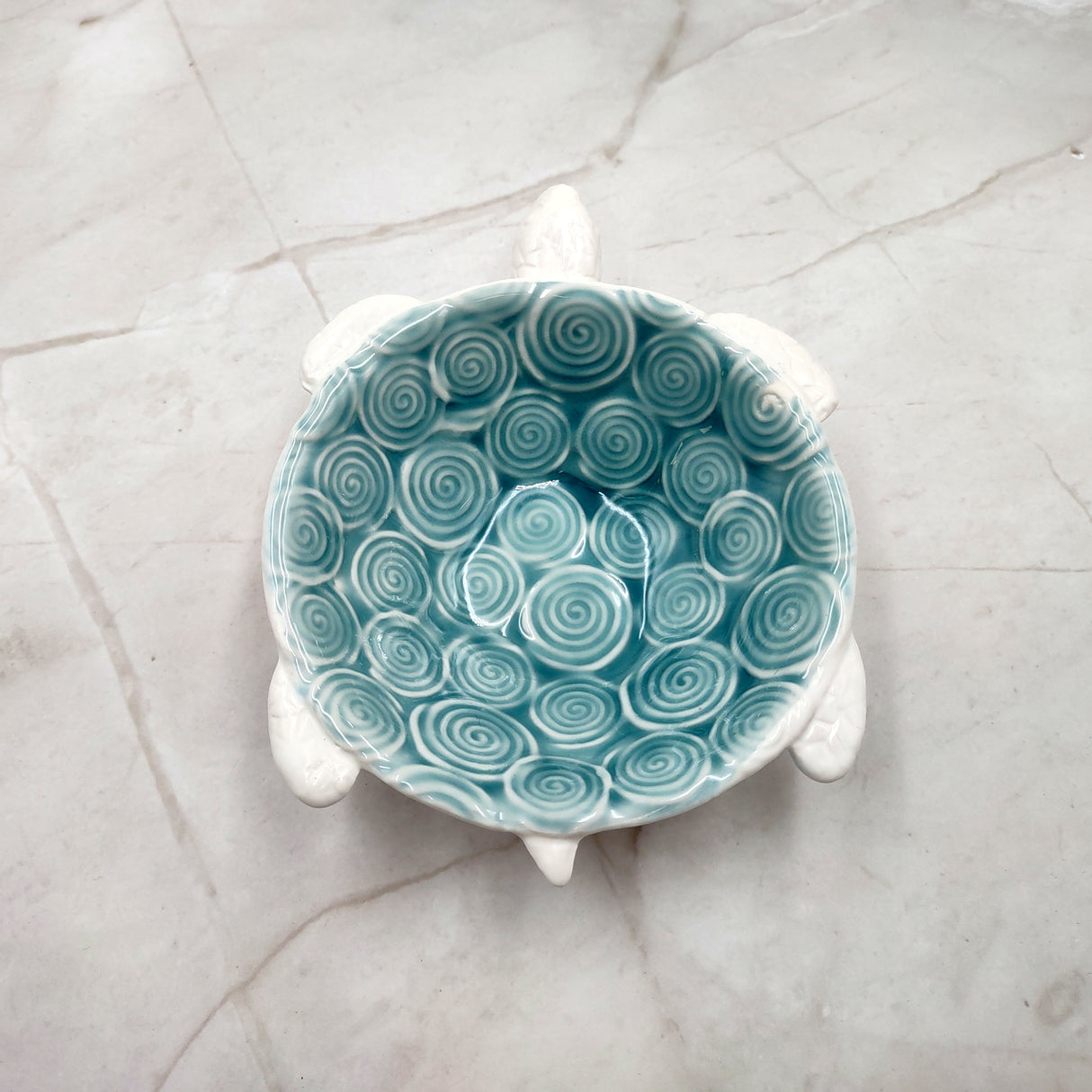 Sea Turtle Light Blue White Bowl (1 dish approx. 5.5+ inches) Blue White Sea Turtle Ceramic Dish for gifting jewelry trinkets & candy!