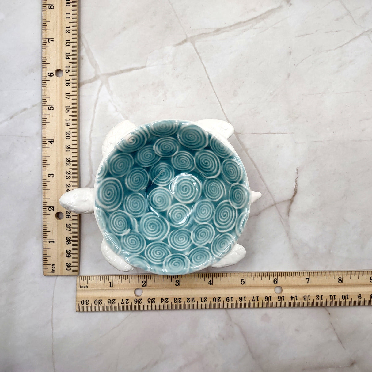 Sea Turtle Light Blue White Bowl (1 dish approx. 5.5+ inches) Blue White Sea Turtle Ceramic Dish for gifting jewelry trinkets & candy!