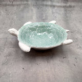 Sea Turtle Light Green White Bowl (1 dish approx. 7+ inches) Green White Sea Turtle Ceramic Dish for gifting jewelry trinkets & candy!