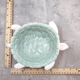 Sea Turtle Light Green White Bowl (1 dish approx. 7+ inches) Green White Sea Turtle Ceramic Dish for gifting jewelry trinkets & candy!