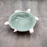 Sea Turtle Light Green White Bowl (1 dish approx. 7+ inches) Green White Sea Turtle Ceramic Dish for gifting jewelry trinkets & candy!