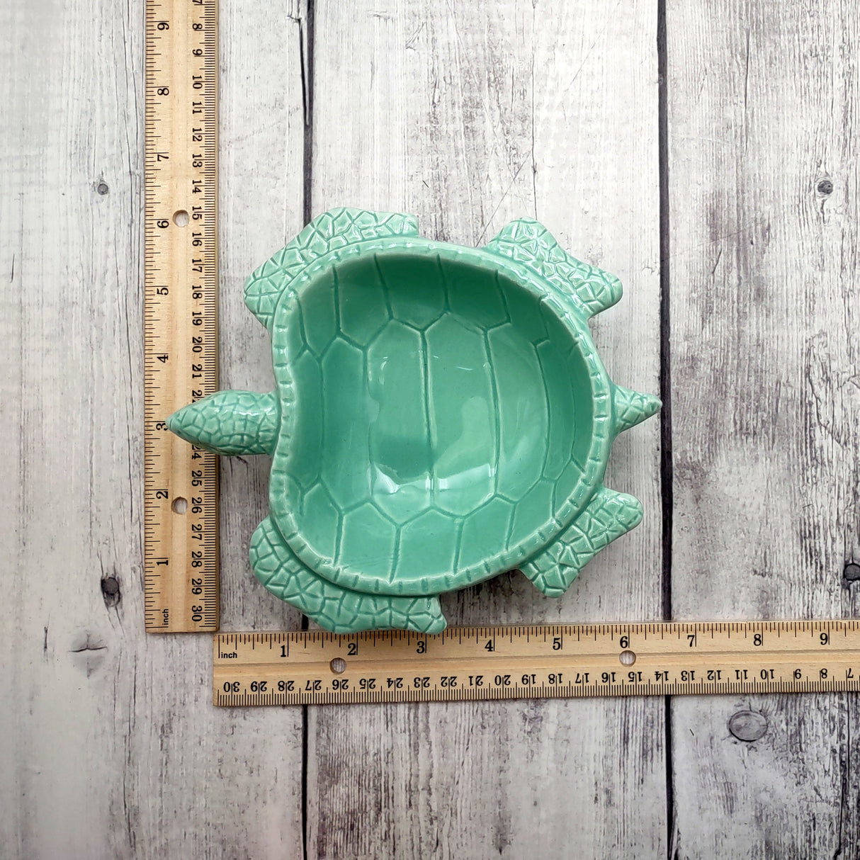 Sea Turtle Pastel Green Plate (1 dish approx. 6.75+ inches wide) Green Sea Turtle Ceramic Dish for coastal table charm display & kitchen accent