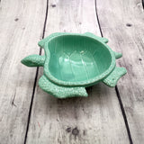 Sea Turtle Pastel Green Plate (1 dish approx. 6.75+ inches wide) Green Sea Turtle Ceramic Dish for coastal table charm display & kitchen accent