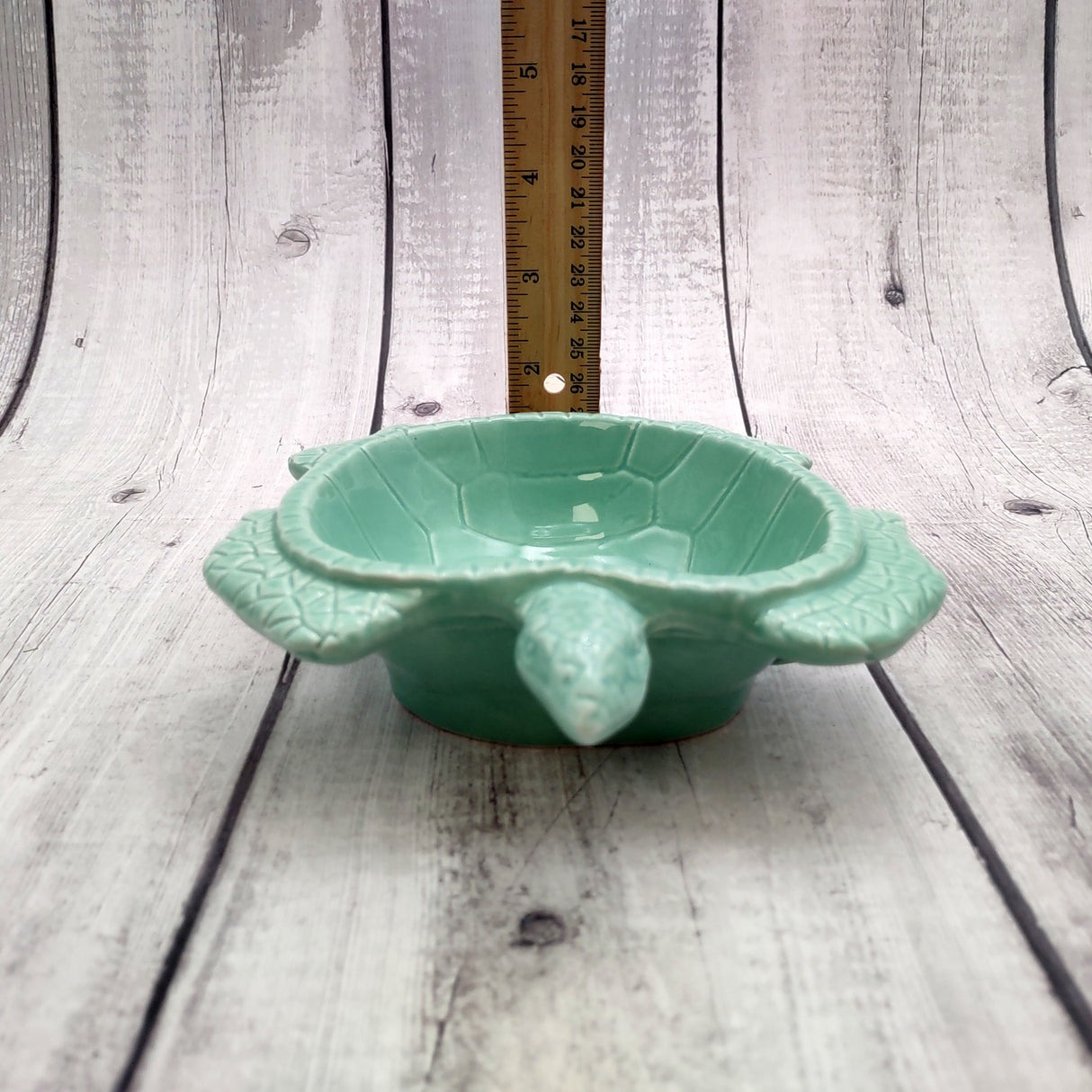 Sea Turtle Pastel Green Plate (1 dish approx. 6.75+ inches wide) Green Sea Turtle Ceramic Dish for coastal table charm display & kitchen accent