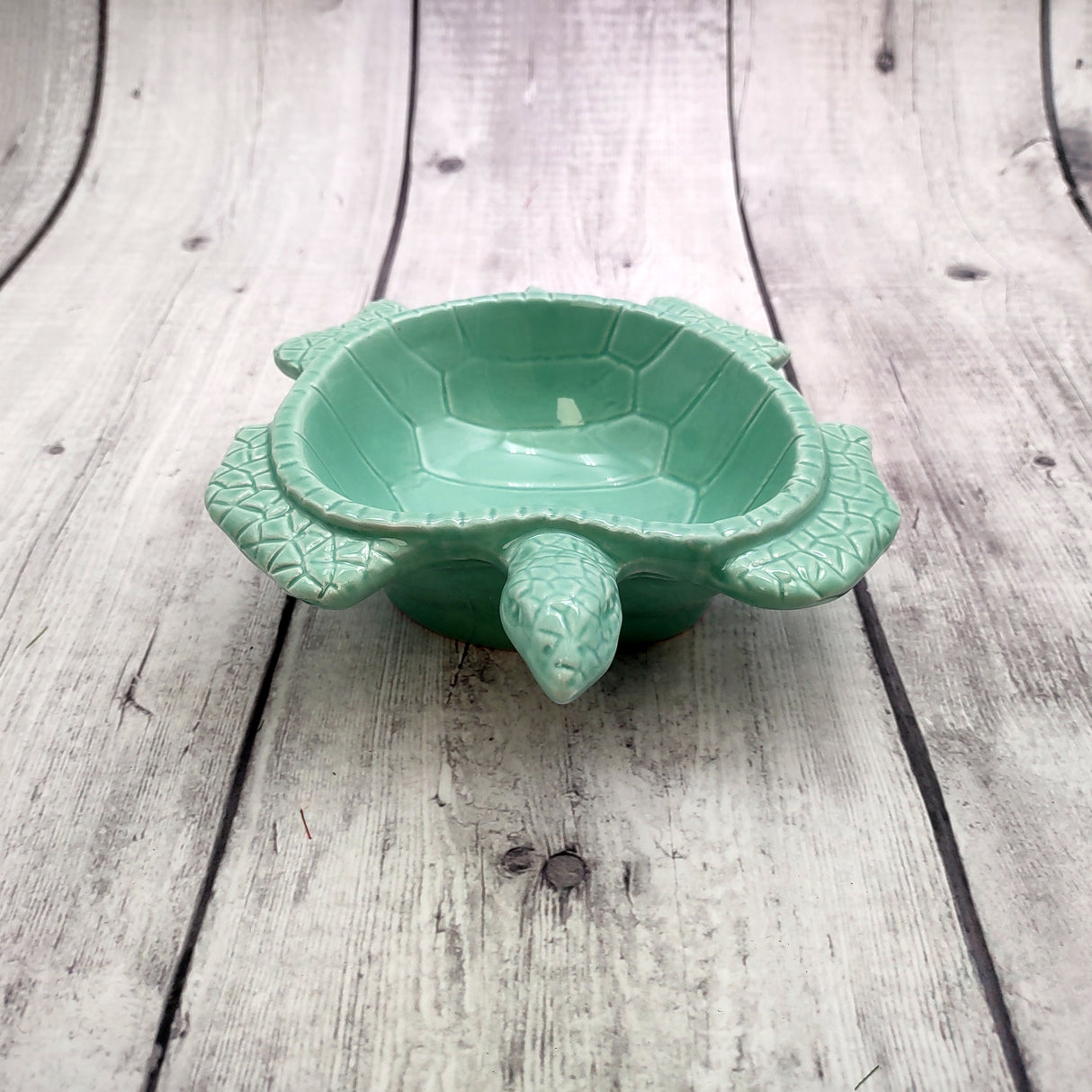 Sea Turtle Pastel Green Plate (1 dish approx. 6.75+ inches wide) Green Sea Turtle Ceramic Dish for coastal table charm display & kitchen accent