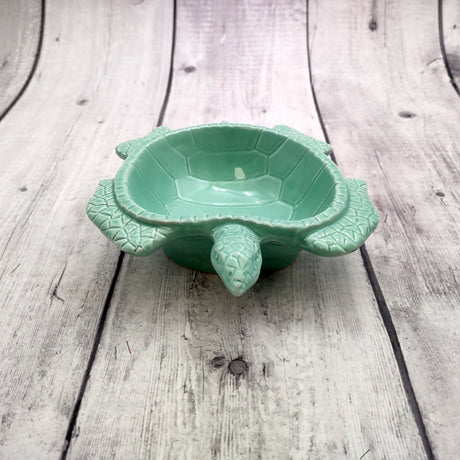 Sea Turtle Pastel Green Plate (1 dish approx. 6.75+ inches wide) Green Sea Turtle Ceramic Dish for coastal table charm display & kitchen accent