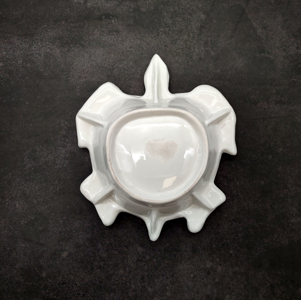 Sea Turtle Glossy White Ceramic Plate (1 dish approx. 6.75+ inches wide) White Turtle Dish for coastal table display & nautical decor!
