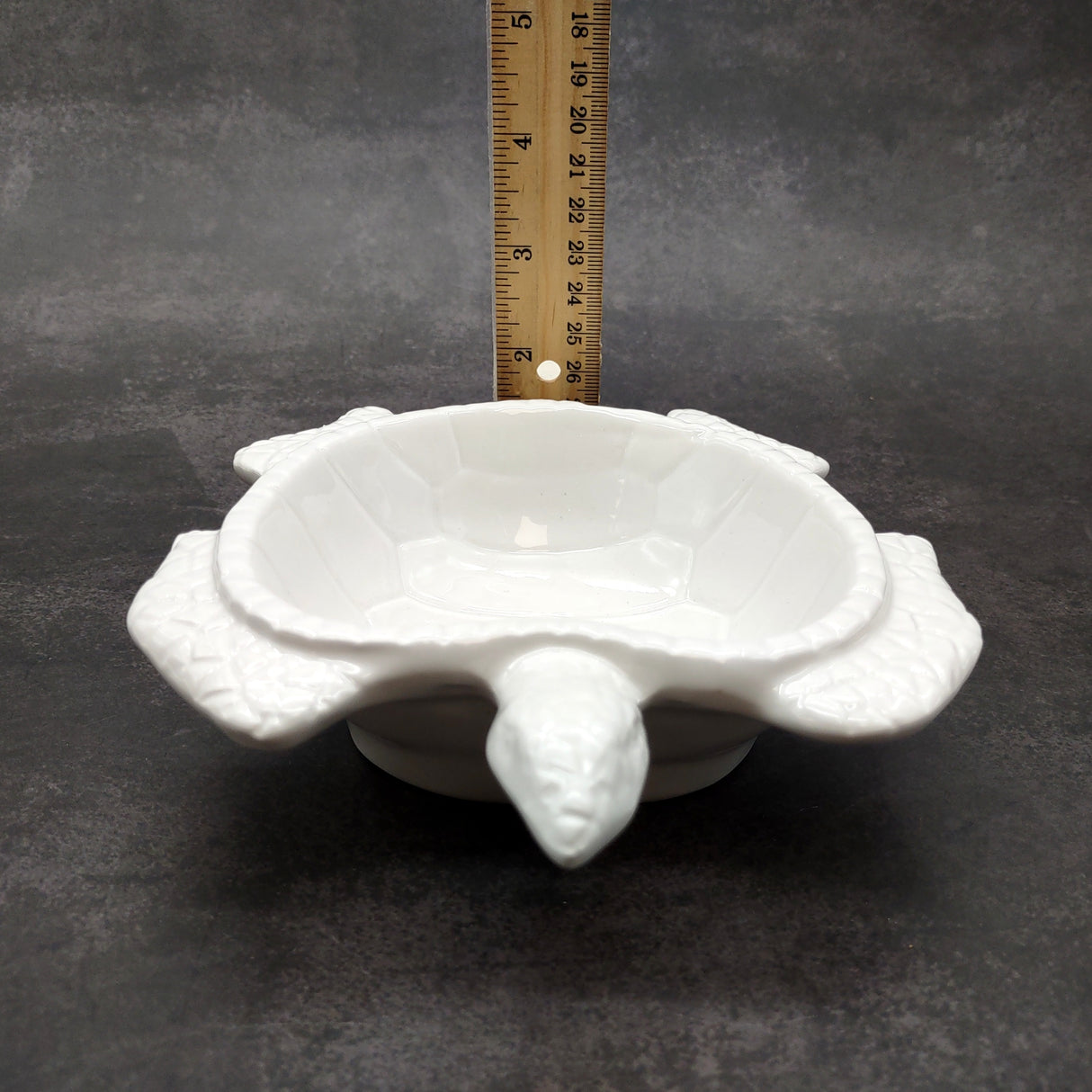 Sea Turtle Glossy White Ceramic Plate (1 dish approx. 6.75+ inches wide) White Turtle Dish for coastal table display & nautical decor!