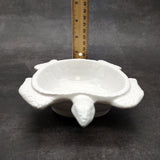 Sea Turtle Glossy White Ceramic Plate (1 dish approx. 6.75+ inches wide) White Turtle Dish for coastal table display & nautical decor!