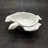 Sea Turtle Glossy White Ceramic Plate (1 dish approx. 6.75+ inches wide) White Turtle Dish for coastal table display & nautical decor!