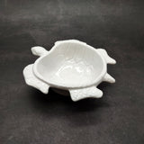 Sea Turtle Glossy White Ceramic Plate (1 dish approx. 6.75+ inches wide) White Turtle Dish for coastal table display & nautical decor!