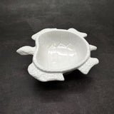 Sea Turtle Glossy White Ceramic Plate (1 dish approx. 6.75+ inches wide) White Turtle Dish for coastal table display & nautical decor!
