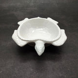 Sea Turtle Glossy White Ceramic Plate (1 dish approx. 6.75+ inches wide) White Turtle Dish for coastal table display & nautical decor!