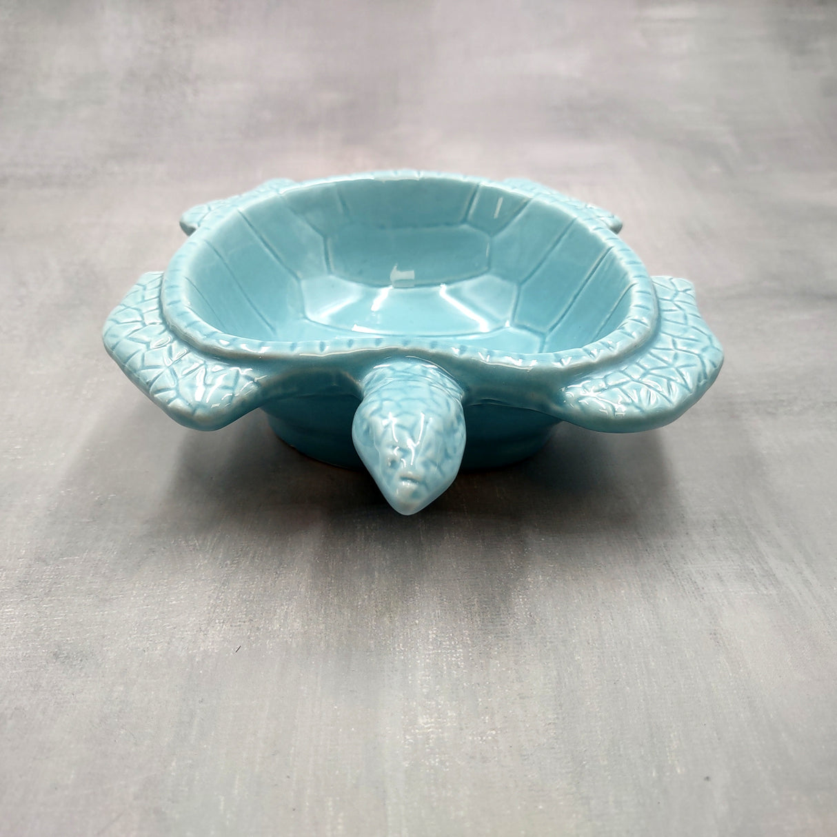 Sea Turtle Powder Blue Bowl (1 dish approx. 6.75+ inches) Blue Sea Turtle Ceramic Dish for gifting jewelry trinkets & candy!