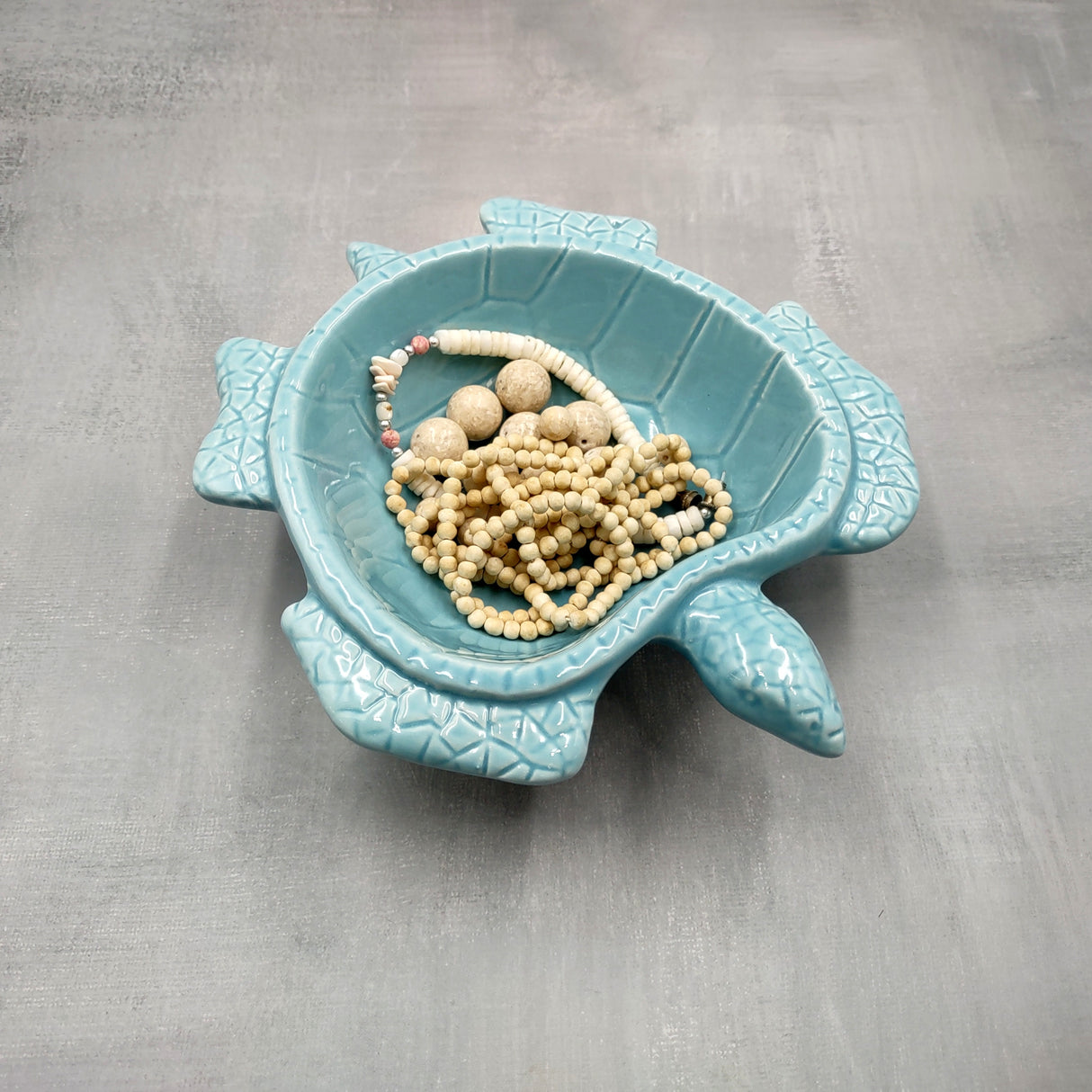 Sea Turtle Powder Blue Bowl (1 dish approx. 6.75+ inches) Blue Sea Turtle Ceramic Dish for gifting jewelry trinkets & candy!