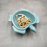 Sea Turtle Powder Blue Bowl (1 dish approx. 6.75+ inches) Blue Sea Turtle Ceramic Dish for gifting jewelry trinkets & candy!