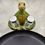 Green Sea Turtle Salt Pepper Shaker Holder Set (1 turtle approx. 5.5+ inches) Green Sea Turtle Spice Shaker Holder for kitchen or table!