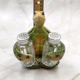 Green Sea Turtle Salt Pepper Shaker Holder Set (1 turtle approx. 5.5+ inches) Green Sea Turtle Spice Shaker Holder for kitchen or table!