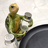 Green Sea Turtle Salt Pepper Shaker Holder Set (1 turtle approx. 5.5+ inches) Green Sea Turtle Spice Shaker Holder for kitchen or table!