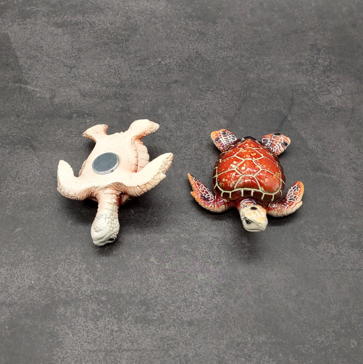 Orange Sea Turtle Resin Fridge Magnet (1 turtle approx. 3+ inches) Orange Red Resin Sea Turtle Magnet Gift for coastal fridges & cabinets!