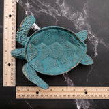 Cast Iron Sea Turtle Green Metal Dish (1 dish approx. 7+ inches wide) Green Metal Sea Turtle Plate adds coastal charm to kitchen & home!