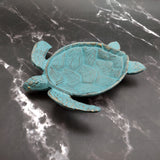 Cast Iron Sea Turtle Green Metal Dish (1 dish approx. 7+ inches wide) Green Metal Sea Turtle Plate adds coastal charm to kitchen & home!