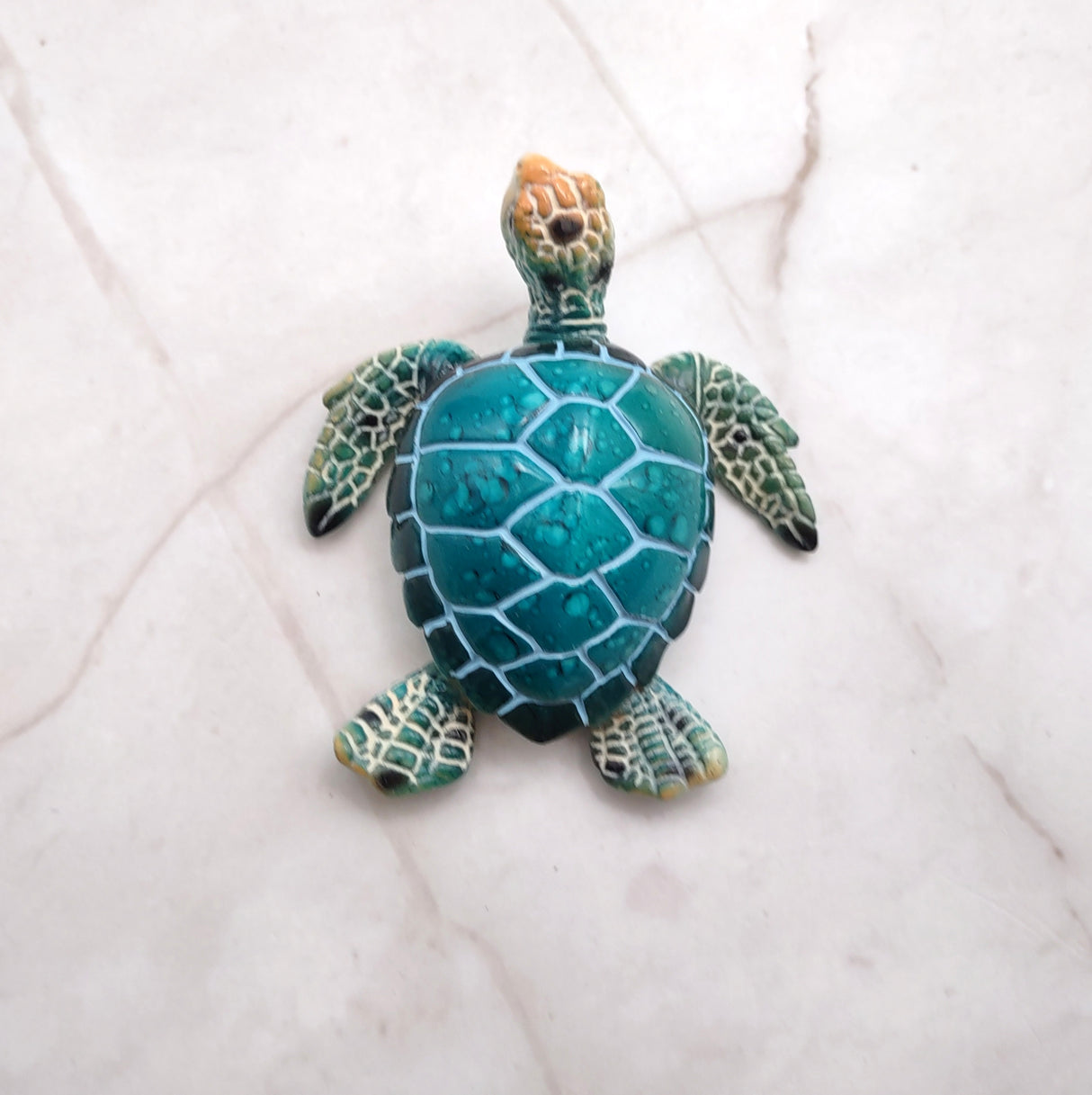 Teal Blue Sea Turtle Resin Fridge Magnet (1 turtle approx. 3+ inches) Aqua Teal Blue Resin Sea Turtle Magnet Gift for fridges & cabinets!