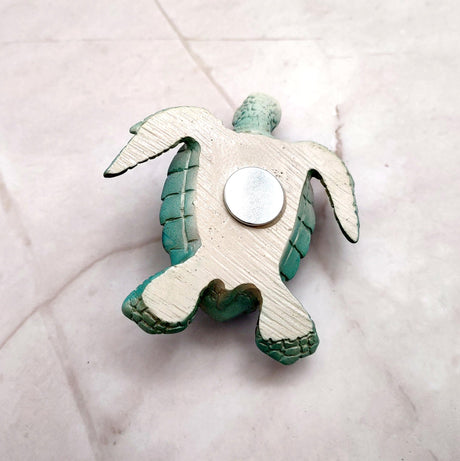 Teal Blue Sea Turtle Resin Fridge Magnet (1 turtle approx. 3+ inches) Aqua Teal Blue Resin Sea Turtle Magnet Gift for fridges & cabinets!