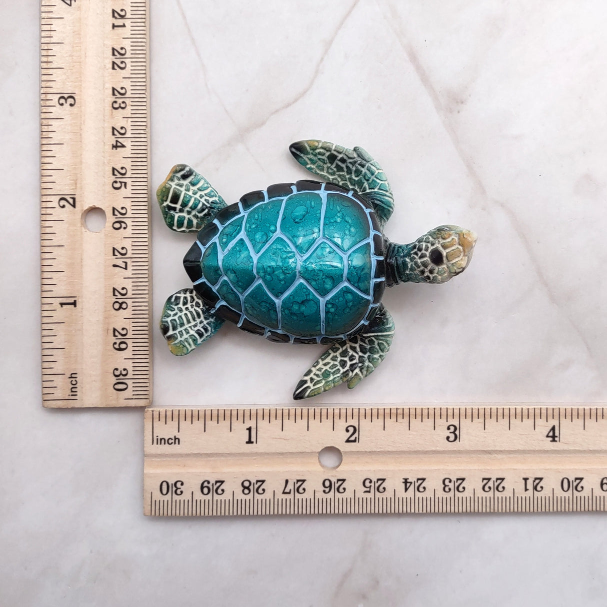 Teal Blue Sea Turtle Resin Fridge Magnet (1 turtle approx. 3+ inches) Aqua Teal Blue Resin Sea Turtle Magnet Gift for fridges & cabinets!