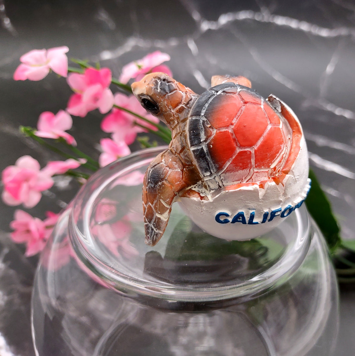 Sea Turtle Egg Hatchling Red Shell (1 sea turtle approx. 2+ inches) Red Painted Resin Baby Sea Turtle Egg Figure for coastal home décor!