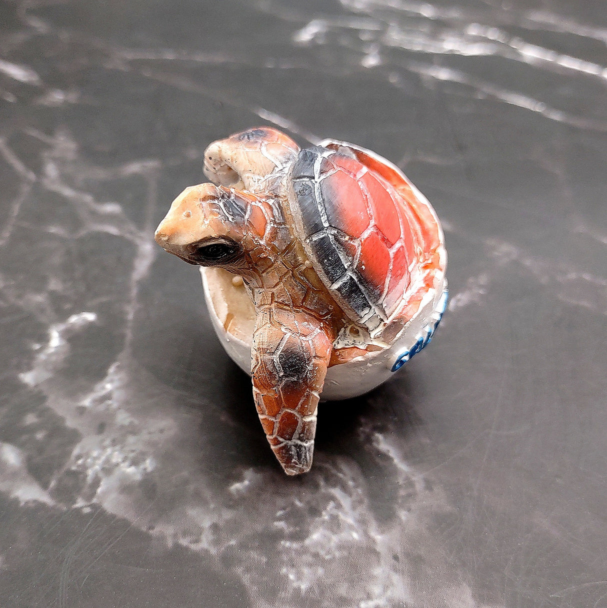 Sea Turtle Egg Hatchling Red Shell (1 sea turtle approx. 2+ inches) Red Painted Resin Baby Sea Turtle Egg Figure for coastal home décor!