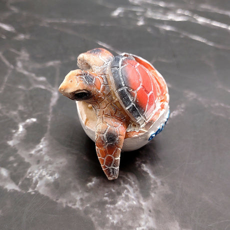 Sea Turtle Egg Hatchling Red Shell (1 sea turtle approx. 2+ inches) Red Painted Resin Baby Sea Turtle Egg Figure for coastal home décor!