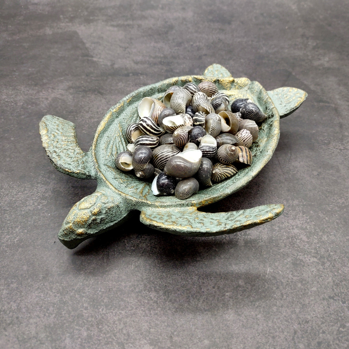 Cast Iron Sea Turtle Green Metal Dish (1 bowl approx. 7+ inches) Green Metal Sea Turtle Dish for jewelry trinkets & home décor!