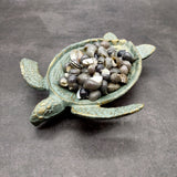 Cast Iron Sea Turtle Green Metal Dish (1 bowl approx. 7+ inches) Green Metal Sea Turtle Dish for jewelry trinkets & home décor!