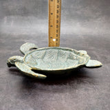 Cast Iron Sea Turtle Green Metal Dish (1 bowl approx. 7+ inches) Green Metal Sea Turtle Dish for jewelry trinkets & home décor!