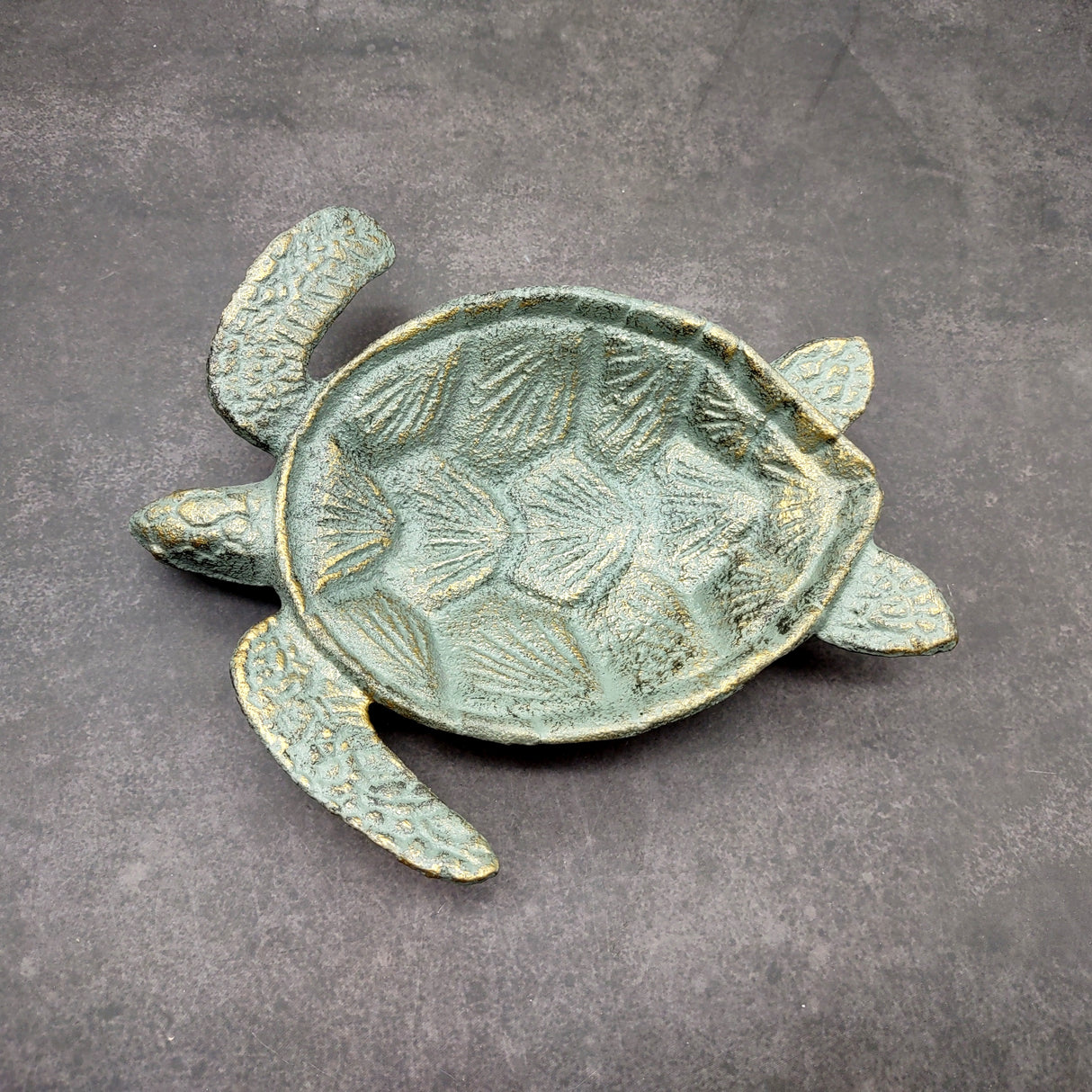 Cast Iron Sea Turtle Green Metal Dish (1 bowl approx. 7+ inches) Green Metal Sea Turtle Dish for jewelry trinkets & home décor!