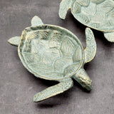 Cast Iron Sea Turtle Green Metal Dish (1 bowl approx. 7+ inches) Green Metal Sea Turtle Dish for jewelry trinkets & home décor!