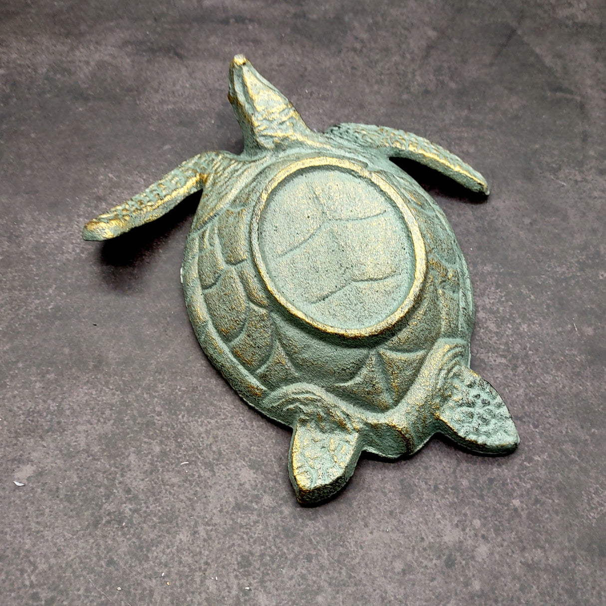 Cast Iron Sea Turtle Green Metal Dish (1 bowl approx. 7+ inches) Green Metal Sea Turtle Dish for jewelry trinkets & home décor!