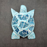 Blue Wood Sea Turtle Sea Glass Shell Figurine (1 figure approx. 6+ inches long) Mosaic Sea Glass Shell Wood Sea Turtle for home decor!