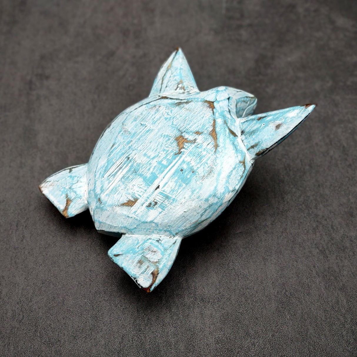 Blue Wood Sea Turtle Sea Glass Shell Figurine (1 figure approx. 6+ inches long) Mosaic Sea Glass Shell Wood Sea Turtle for home decor!