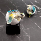 Sea Turtle Egg Hatchling Aqua Blue Shell (1 sea turtle approx. 2+ inches) Blue Painted Resin Baby Sea Turtle Egg for coastal home décor!