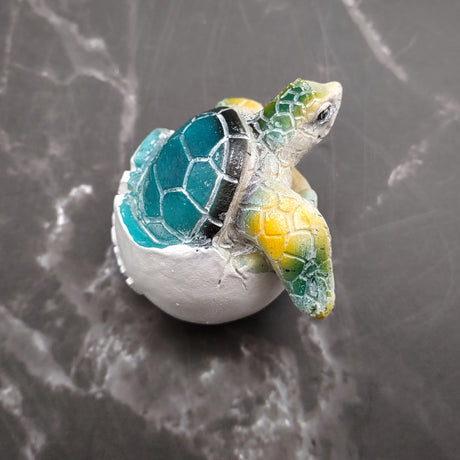 Sea Turtle Egg Hatchling Aqua Blue Shell (1 sea turtle approx. 2+ inches) Blue Painted Resin Baby Sea Turtle Egg for coastal home décor!