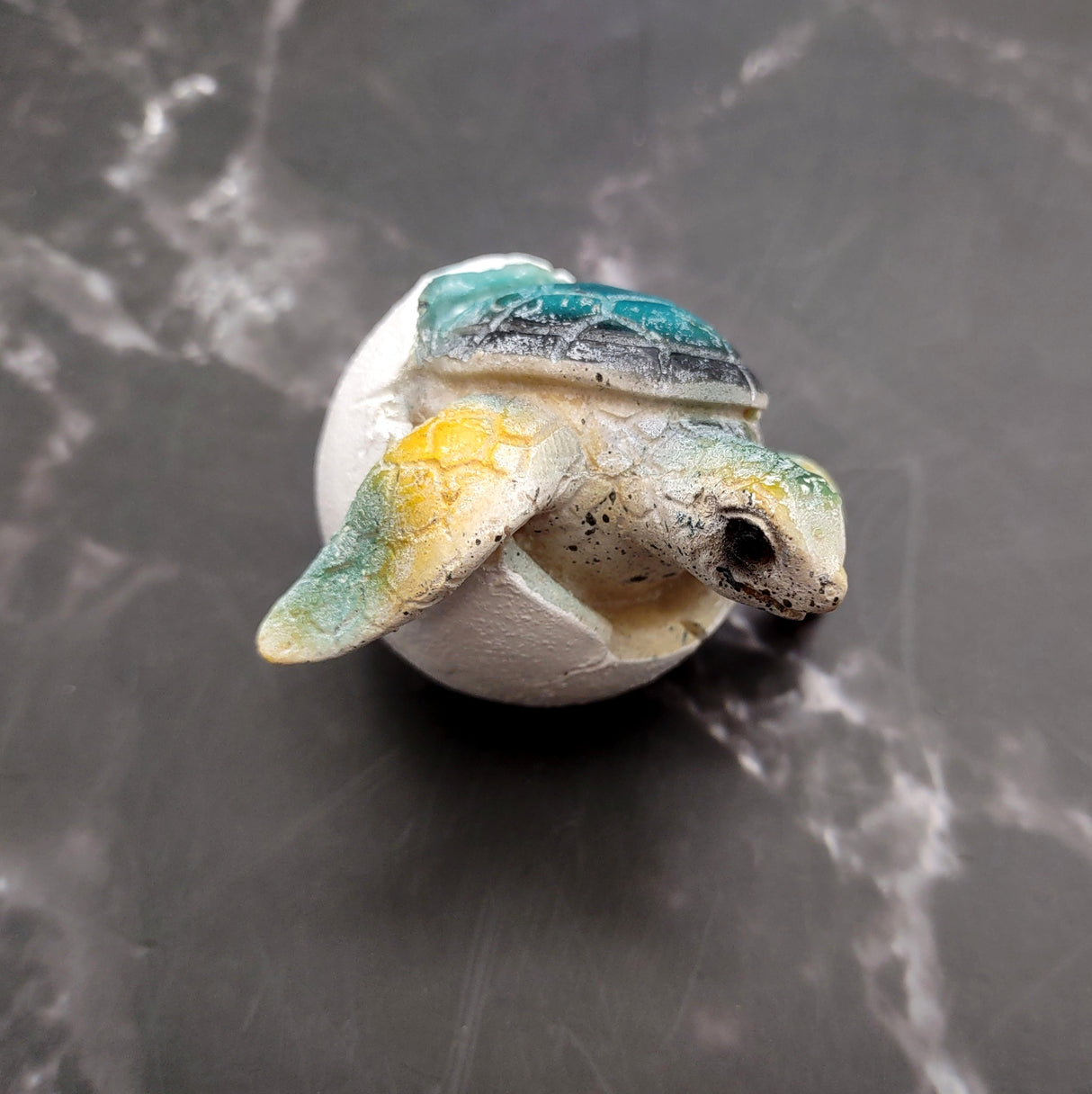 Sea Turtle Egg Hatchling Aqua Blue Shell (1 sea turtle approx. 2+ inches) Blue Painted Resin Baby Sea Turtle Egg for coastal home décor!