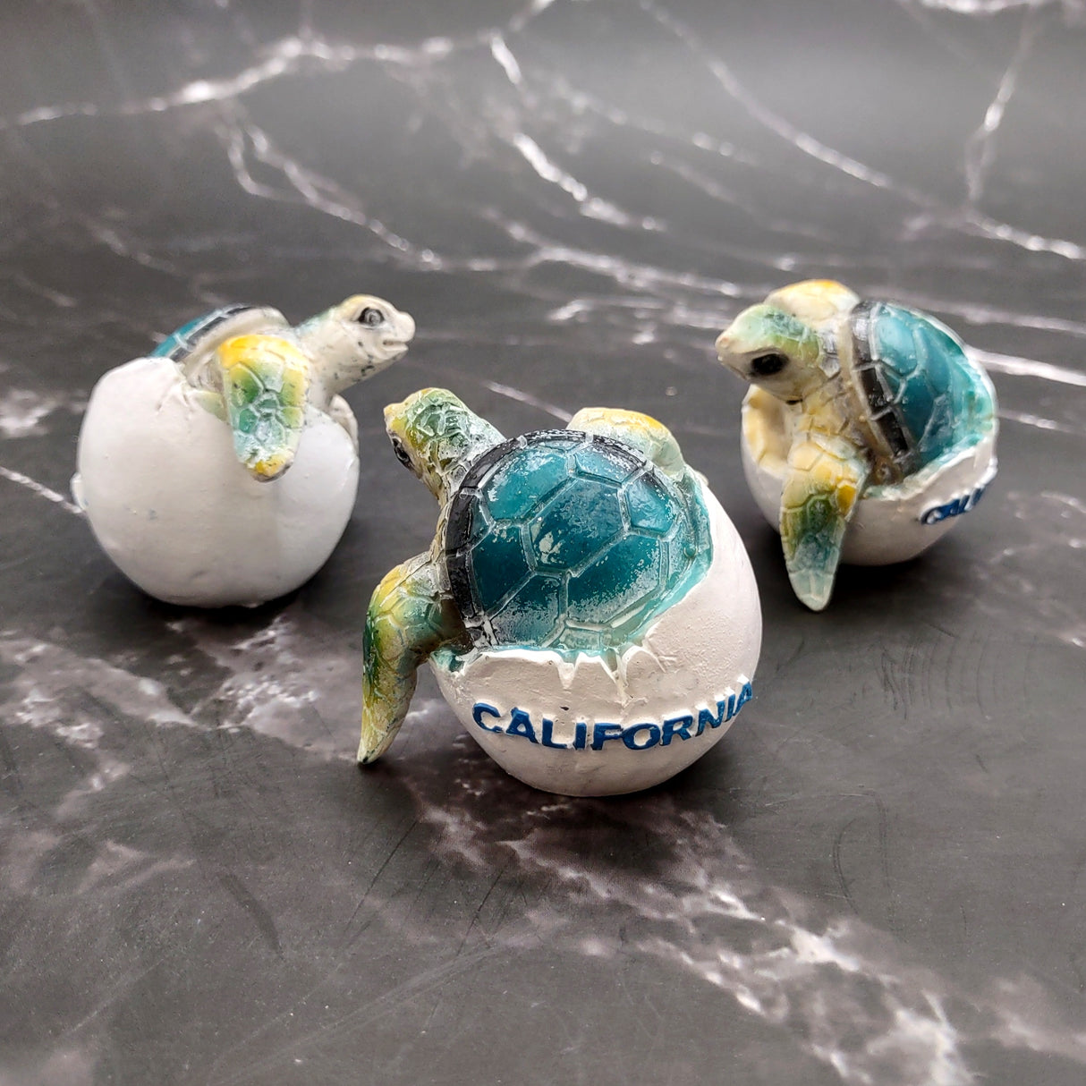 Sea Turtle Egg Hatchling Aqua Blue Shell (1 sea turtle approx. 2+ inches) Blue Painted Resin Baby Sea Turtle Egg for coastal home décor!