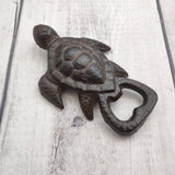 Brown Metal Sea Turtle Bottle Opener (1 opener approx. 4.5+ inches) Cast Iron Patina Sea Turtle Bottle Opener for coastal kitchen or home!